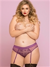 Lace And Mesh Plus Size Gartered Panties With Keyhole