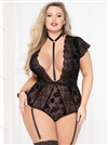 Slimming Sexy Plus Size Teddy With Harness