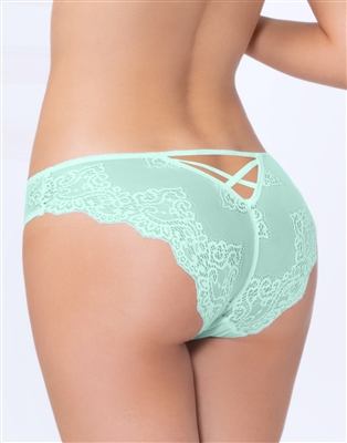 Lace And Mesh Bikini Panties With Strappy Back Cutout