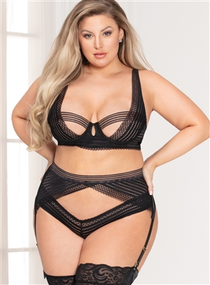 Chevron Lace  Plus Size 3 PC  Bra Set