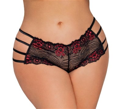 Cross Dye Lace Plus Size Boyshort Panties With Strappy Sides