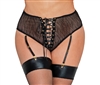 Plus Size Sexy Lace Up Front High Waist Thong