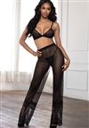 Sexy  Mesh And Eyelash Lace 2 PC PJ Set