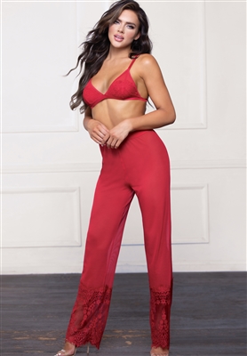 Sexy  Mesh And Eyelash Lace 2 PC PJ Set