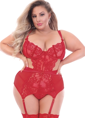 Romantic Lace Slimming Plus Size 2 PC Set