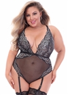 Plunging Neckline Slimming Plus Size Teddy