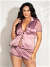 Satin Sleepshirt And Shorts Plus Size 2 PC PJ Set