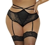 Lace High Waist Strappy Gartered Plus Size Panties