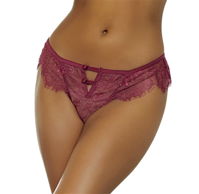 Eyelash Lace Button Front Thong Panties