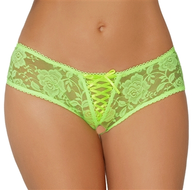 Front Lace Up Open Crotch Panties